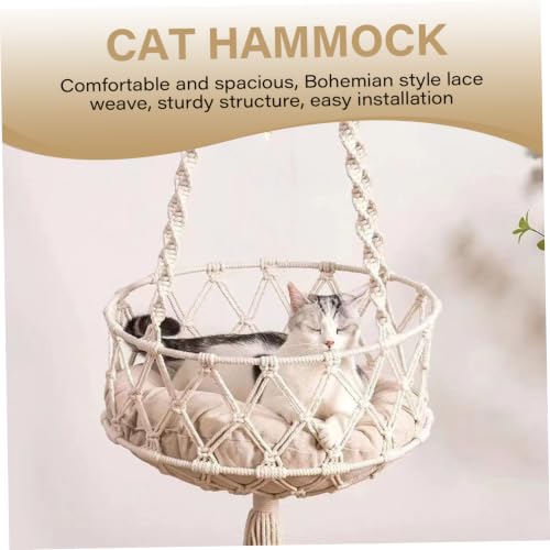 Hamac pour chat macramé 40 cm lit balançoire suspendu boho coussin