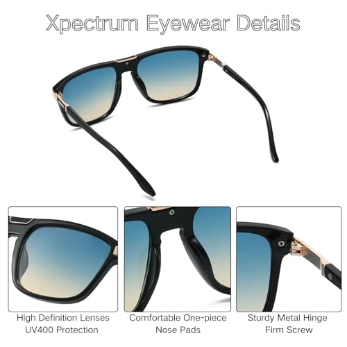 Image of Xpectrum Retro Rectangular Square Sunglasses for Men Women Vintage 70s 80s Mobster Gangster Style Rectangle Shades
