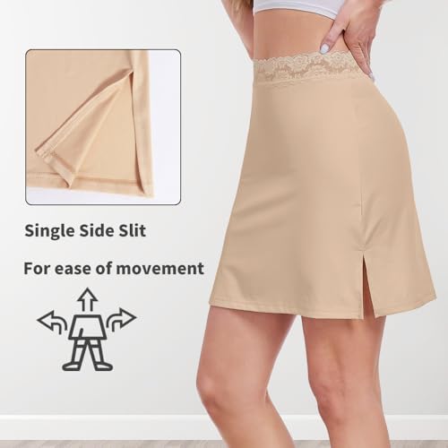 Image of MANCYFIT Half Slips for Women Underskirt Short Mini Skirt with Floral Lace Waistband