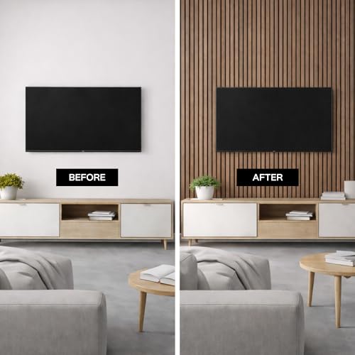 Image of 2-Pack Acoustic Wood Slat Panels - Soundproof Wall Paneling for Interior Decor