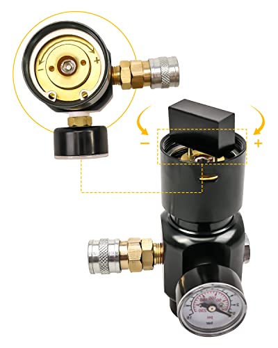 Image of TIKSCIENCE Paintball Co2 Pressure Regulator Fit for Paintball Tanks Mini Sef Super Fast Refresh HPA Regulator and Valve Gauge Adapter Input 1500psi Output 0 to 150psi