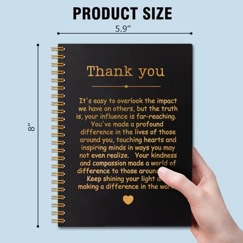 QYUVK Thank You Gold Hardcover 160 Pages Spiral Notebooks, Funny Thank You Gift for Women Men Coworkers Leader Mentor, Appreciation Gifts for Employees, Thanksgiving Gifts for Colleagues Leaders