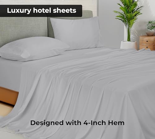 Image of Royale Linens 2 Pack Bulk Flat Sheet Set - Top Sheets - Soft 1800 Microfiber - Wrinkle & Stain Resistant - for Hotel, Massage Table, Hospital, Dorm - Twin Flat Sheet Sold Separately (Twin, Silver)