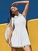 ATTRACO Golf Outfits for Women Polo Dresses Sleeveless Pleated Tennis Dress with Contrast Binding White L