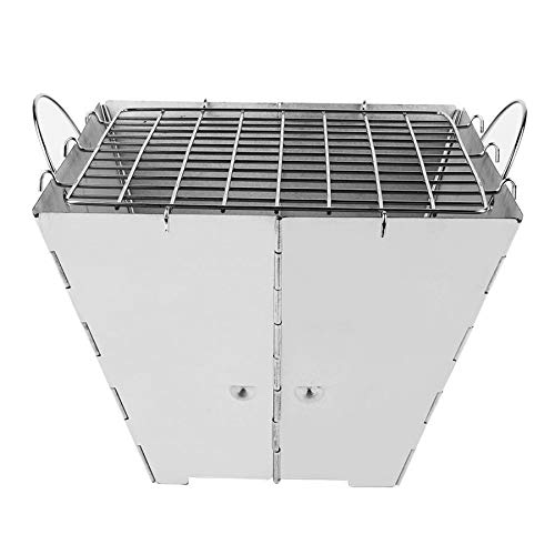 Parrilla de carbón plegable de acero inoxidable de 32,5 cm para barbacoa de camping exterior