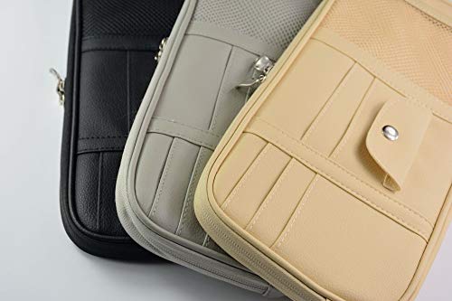 Car Sun Visor Organizer Bag,PU Leather Universal Auto Interior Accessories Pocket Organizer,Multi-Function Registration and Document Holder Pouch,Sunglasses Ticket Documents Pen Card Holder (Black) - Thumbnail 4