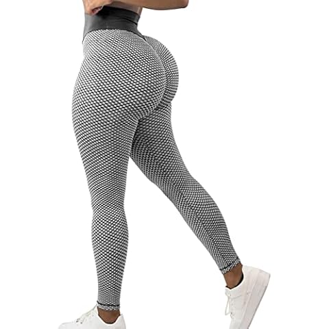 A AGROSTE Women's Butt Lift Anti Cellulite Sexy Leggings High Waist Yoga Pants Workout Tummy Control Textured Booty Tights Cover