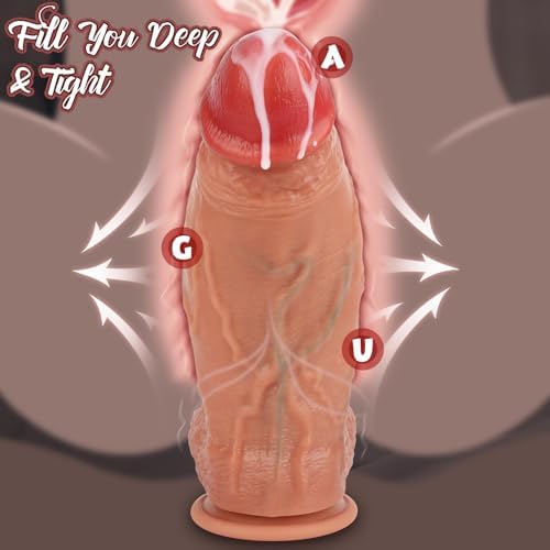 10 Inch Huge Realistic Dildo, Big Thick Curved Anal Dildo, Giant Soft Strap On Monster Silicone Long Dildos with Strong Suction Cup for Hands-Free Play, Large Lifelike Penis Sex Toys for Men Women Gay - 3