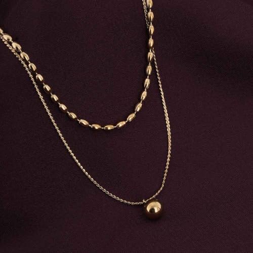 Image of PALMONAS 18k Gold Plated Two-Layered Bead Necklace for Women - Gift for Girls & Women | Waterproof & Anti-Tarnish Necklace