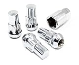 Set of 4 14x1.5 Veritek Chrome Acorn Bulge Tuner 1.75 Inch Security Wheel Locks for Buick Cadillac Chevy Ford GMC Dodge Jeep Nissan RAM Toyota Aftermarket Custom Wheels SUV Truck