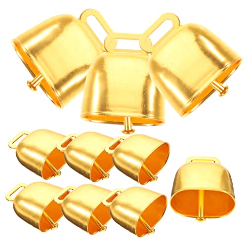FAVOMOTO 2sets Cow Bell Choker Large Decorative Metal Bells Vintage Style 10pcs*2