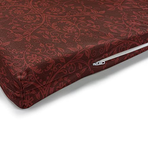 Lunarable Burgundy Bench Cushion, Intricate Spring Motifs Abstract Style Blossoming Branches Flower Buds, Standard Size Foam Pad With Decorative Fabric Cover, 45" X 15" X 2", Burgundy Red #TOP4