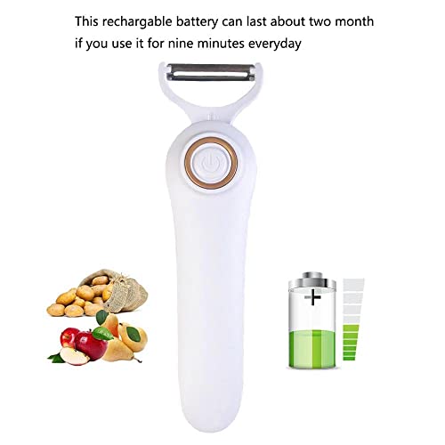 Potato Peelers Electric Potato Peeler For Kitchen 3 Blades Vegetable Peeler For Carrot Cucumber Cactus Usb Rechargeable Fruit Peeler For Apple Orange Citrus Mango Lemon Kiwi Citrus Safe White #TOP3