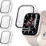 【3個入り】FALSAD Apple Watch カバー 46mm/42mm/44mm/40mm/45mm/41mm 対応アップルウォッチSe3/Se2/Se/Series11/10/9/8/7/6/5/4 、PC素材と強化ガラスフィルム一体型 保護ケース 防水 全面保護 超薄型 軽量 耐衝撃 高透過率 指紋防止 装着簡単(41mm クリア/クリア/クリア)