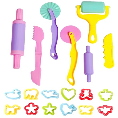 19Pcs Playdough Set | Play Doh Accessories Kit for Modelling, Play Dough Tools, Playdough Accessories, Playdough Cutters Clay Roller and Modeling toolsCreative Fun & Learning | Assorted Colours