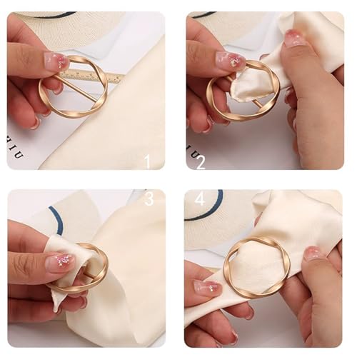 Image of 4PCS Scarf Ring Clip, T-shirt Ties Clips for Women, Alloy Pearl Rhinestone Circle Clip