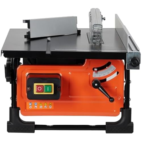 Table Saw for Jobsite 8-inch, 6.7-Amp Copper Motor, Cutting Speed up to 3576RPM, 24T Blade, Compact Portable Table Saw Kit, with Sliding Miter Gauge DIY Woodworking and Furniture Making, Orange
