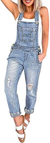 luvamia Women's Casual Stretch Adjustable Denim Bib Overalls Jeans Pants Jumpsuits
