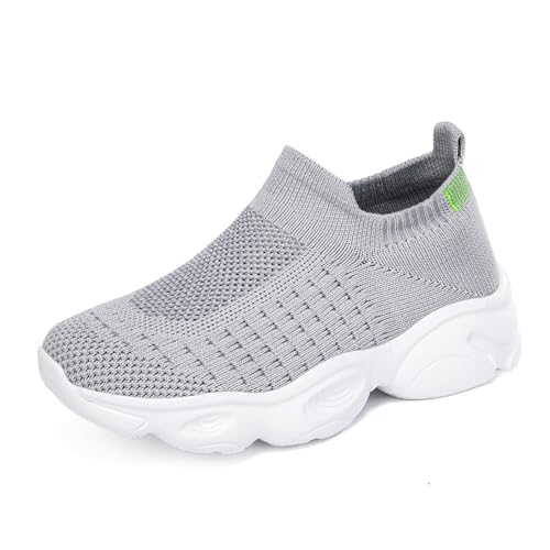 FLIOZY Kids Slip On Running Tennis Shoes Sneakers for Boys Girls Breathable Mesh Athletic Socks Shoes (Toddler/Little Kid/Big Kid)
