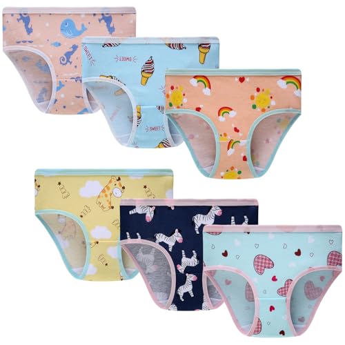Little bety Girls Giraffe Printed Underwear Kids Cotton Comfort Panty Briefs Toddler Undies Size 5 Mixedcolor