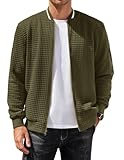 COOFANDY Men'S Lightweight Varsity Jacket Fashion Bomber Jacket Casual Waffle Jacket