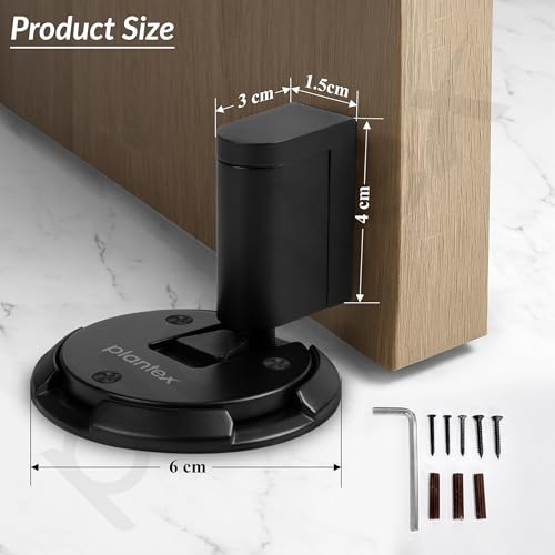 Image of Plantex Floor Mounted Door Stopper /Door Stopper for Home /Door Stoppers for Hotel /Office - Pack of 1 (Black)