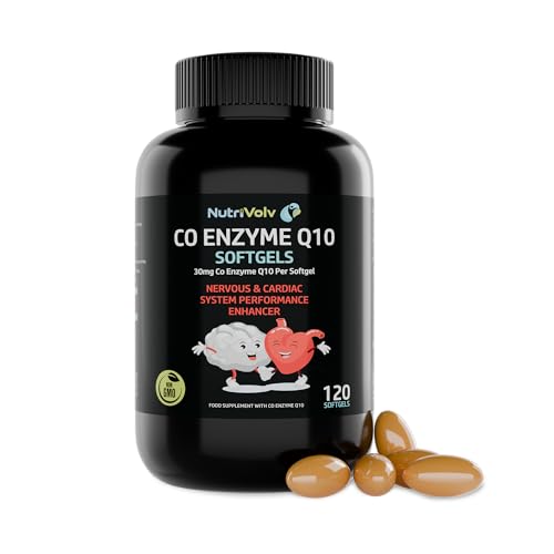 Ubiquinone Coenzyme Q10 Softgel Capsules | 120 Co Enzyme Q10 Softgels | Naturally Fermented High Absorption CoQ10 Capsules | Antioxidant | Made in UK | by NutriVolv
