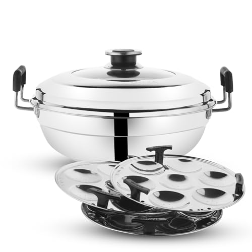 Image of Garuda Induction Multi-Kadai 4-in-1 with Glass Lid, with 7 Plates for Idli, Dhokla, Patra and mini idli