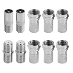 Aifrymne Waterproof F Plug Connectors for RG6 Coaxial Cable - Nickel Plated Micro Screw/Twist On Aerial Connectors for Satellite TV, Sky HD, Sky Q, Freesat, Virgin Media - Set of 6, Silver