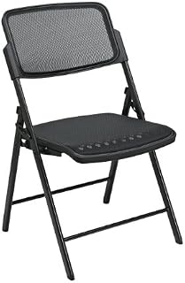Office Star Deluxe Breathable ProGrid Seat and Back Folding Chair, 2-Pack, Black Finish