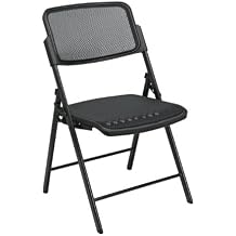 Office Star Deluxe Breathable ProGrid Seat and Back Folding Chair 2-Pack, Black Finish Frame