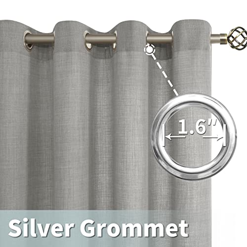 Image of LAMIT Natural Linen Curtains for Bedroom, 84 Inch Faux Linen Textured Sheer Light Filtering Privacy Drapes Grommet Window Panels for Living Room, Set of 2 Panels, 52 x 84 Inch, Grey