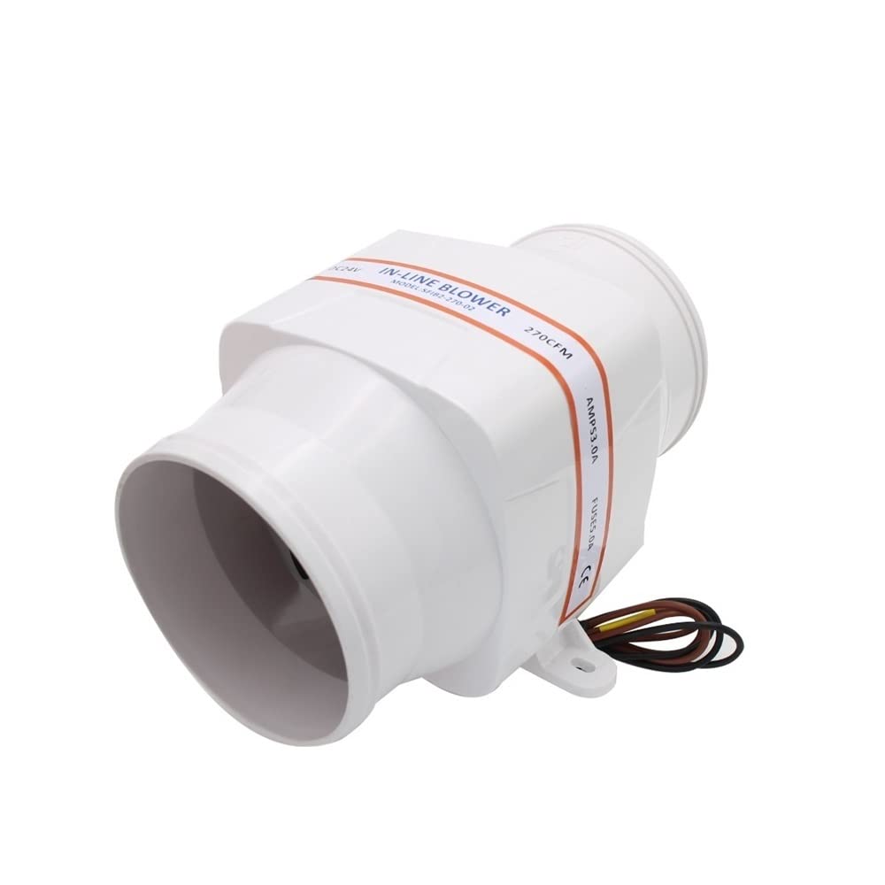 FEDONAFEDONA Air Blower Marine Boat 24V 4" In Line Bay Bilge Vent Fan Ventilation 270CFM In-line Marine Bilge Fan In-line Bilge Silent BlowerIn-line Bilge Silent Blower