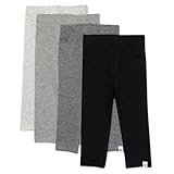 HonestBaby 4-Pack Organic Cotton Toddler Leggings, Gray Ombre, 3T