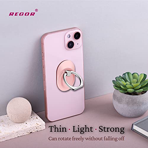 Image of Regor Finger Grip & Mobile Holder | Cell Phone Grip Holder for Hand & Mobile Back Holder | Selfie Holder & Works as iPhone & Android Phone Stand for Desk - Oval Rose Gold