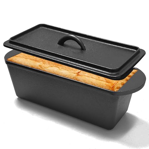 Skoxkoc Cast Iron Bread Loaf Pan with Lid - 11x5 Inch Heavy Duty Dutch Oven for Sourdough Baking & Artisan Bread Pre-Seasoned Sandwich, 3 Quart Nonstick Loaf Pan for Home Kitchen Restaurant