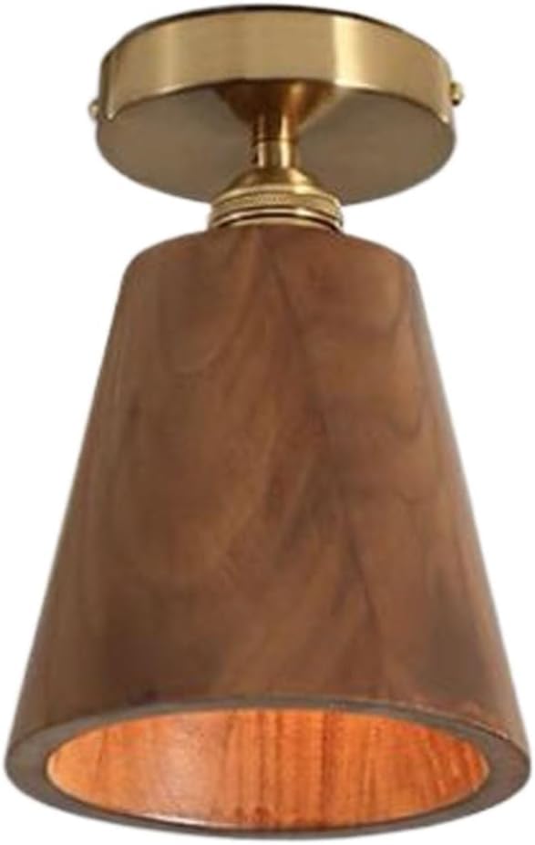Lámpara de techo empotrada de madera natural y metal con casquillo vintage E27