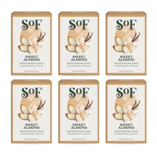 SoF Sweet Almond Moisturizing Bar Soap, Coconut Oil & Shea Butter, 6pk
