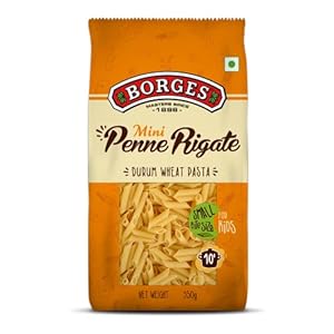 Borges Mini Penne Rigate Durum Wheat Pasta, Ideal Bite Size for Kids, Cooked in 10 minutes, 100% Durum Wheat Semolina…