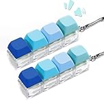 2 PCS Keyboard Fidget Toy, Mini 4 Keys Decompression Toys, Stress Relief Keychain with Gradient Blue Keycaps for Office, School, Home and Travel