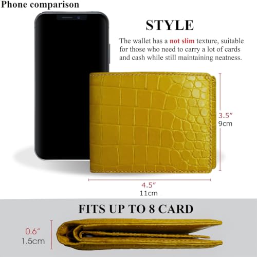 Image of HATA Men Leather Bifold Wallet RFID Blocking Front Pocket Exotic Billfold Handmade Gift For Birthday Wedding Anniversary Father's Day