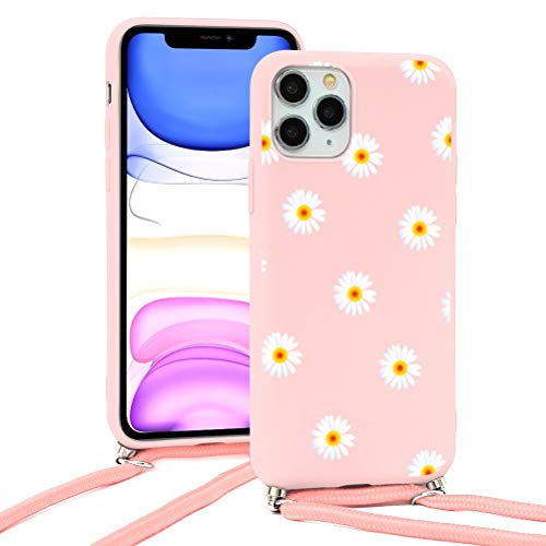 Kapuctw Compatible With Apple Iphone 13 Mini Case With Strap Crossbody Lanyard Case 5.4 Inch, Soft Tpu With Adjustable Nylon Lanyard Neck Holder, 3D Design Phone Lanyards Case, Daisy 1 #TOP1