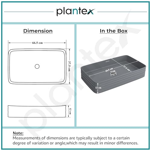Image of Plantex Ceramic Tabletop Washbasin for Bathroom /Countertop Bathroom Basin /Rectangle Tabletop Wash Basin for Restaurant /Hotel (26x15x5 inches - Cloud Grey)