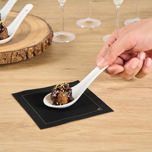 Image of Restaurantware 4.9-inch Asian Tasting Spoon: White Porcelain Appetizer and Soup Spoon - Perfect for Catering Events Tasting Parties and Restaurants - 10ct Box