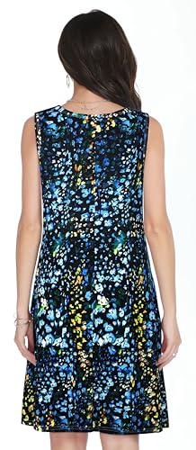Image of elescat Women's Summer Dresses 2026 Beach Casual Sleeveless Floral Print Tank Loose Sundress with Pocket