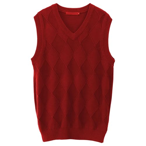 JEShifangjiusu Men's Rhombus Checkered Sweater VES V Neck Sleeveless Pullover Casual Comfortable Knitted Topcoat