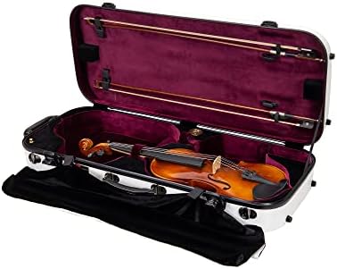 Crossrock Fiberglass Backpack Style Two 4/4 Full Size Violins Case in White (CRF1020DVWT)