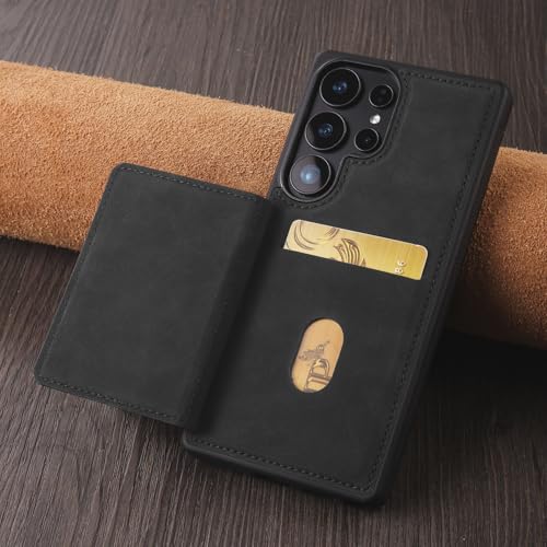 Housse en cuir noir pour Samsung S23 Ultra protection magnétique haut de gamme