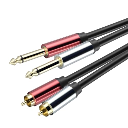 Cable RCA a 1/4 dual de alta resistencia chapado en oro para sonido estéreo de alta fidelidad