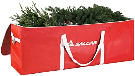 SALCAR Christmas Tree Storage Bag - Fits Up To 4Ft - 8Ft Extra Wide Opening Reinforced Handles & Card Slot Waterproof Material 600D Oxford,Xmas Storage Bag for Christmas Decoration,130x40x50cm,Black